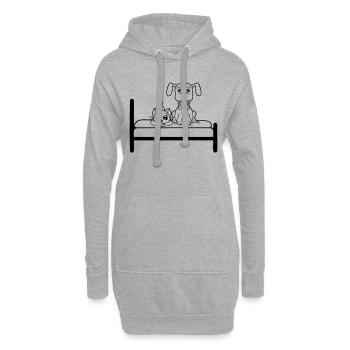 Hund Bett Katze Zwei Freunde Team Kätzchen 2 Crew - Hoodie-Kleid - Grau meliert - Vorne