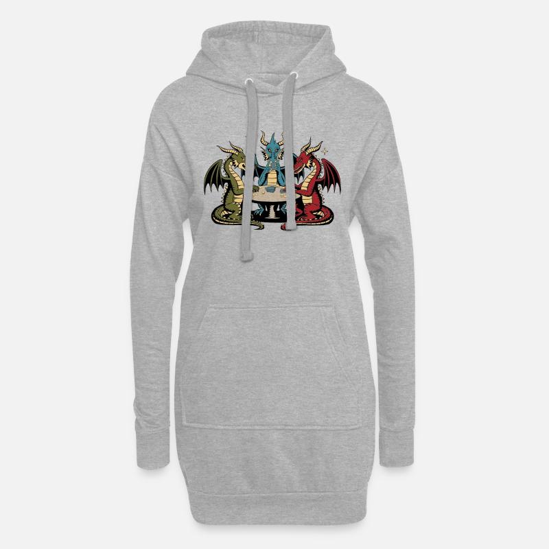 Dragons playing cards - Hoodie Dress - heather grey