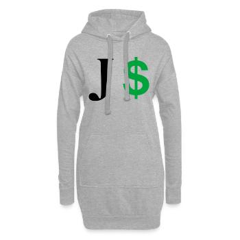 Lettre j dollar - Sweat-shirt à capuche long Femme - gris chiné - Devant