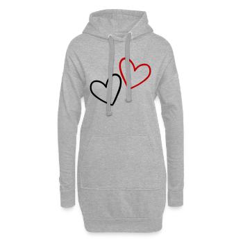 Cœurs Amour - Sweat-shirt à capuche long Femme - gris chiné - Devant