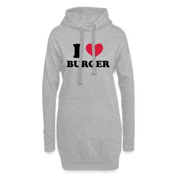 I Love Burger - Hoodie-Kleid - Grau meliert - Vorne