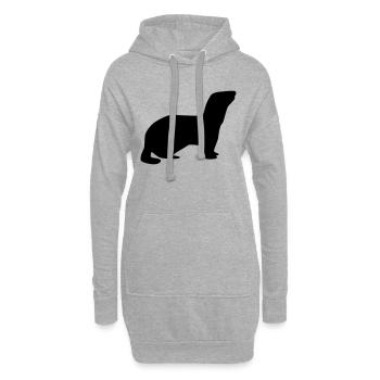 Furet - Sweat-shirt à capuche long Femme - gris chiné - Devant