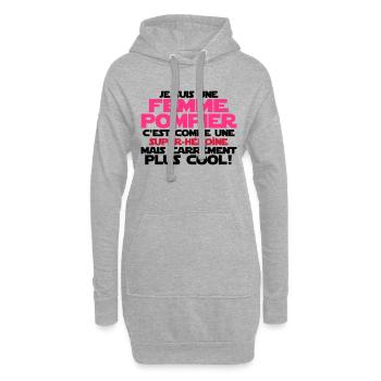 je suis une femme pompier - Sweat-shirt à capuche long Femme - gris chiné - Devant