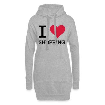 J'adore faire du shopping - Sweat-shirt à capuche long Femme - gris chiné - Devant