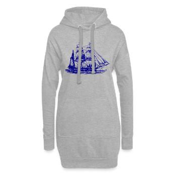 Segelboot Segelschiff - Hoodie-Kleid - Grau meliert - Vorne