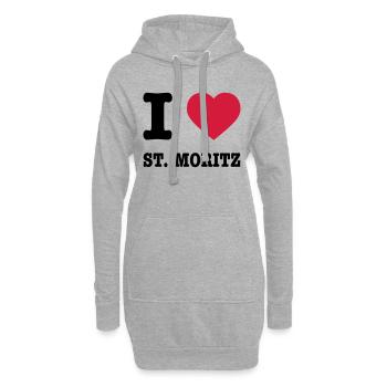 I Love St. Moritz - Sweat-shirt à capuche long Femme - gris chiné - Devant