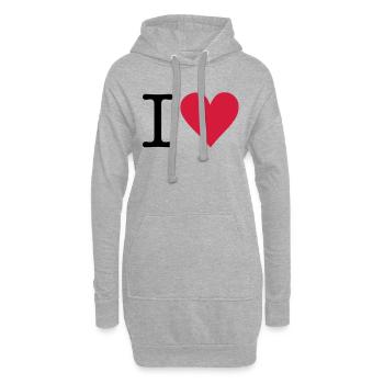 I Heart - American Typewriter Font - Sweat-shirt à capuche long Femme - gris chiné - Devant