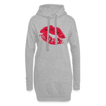 Lippen - Hoodie-Kleid - Grau meliert - Vorne