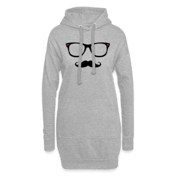 I love moustache hype - Sweat-shirt à capuche long Femme - gris chiné - Devant