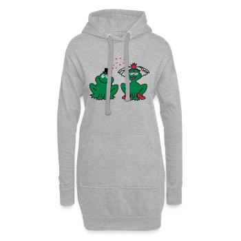 Hochzeit - JGA - Braut - Paar - Froschpärchen - 3C - Hoodie-Kleid - Grau meliert - Vorne