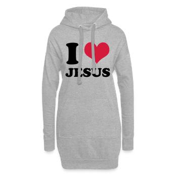 I Love Jesus - Hoodie-Kleid - Grau meliert - Vorne