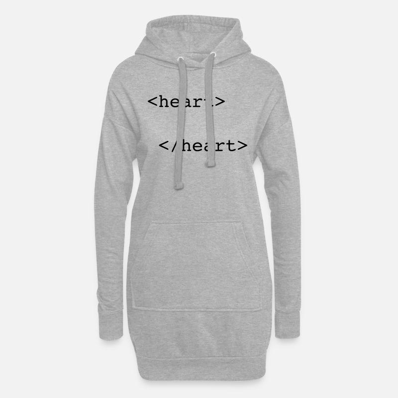 html heart - Hoodie-Kleid - Grau meliert