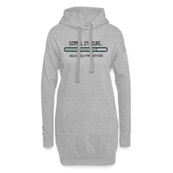 sommeil_en_cours,message,humour,drôle - Sweat-shirt à capuche long Femme - gris chiné - Devant