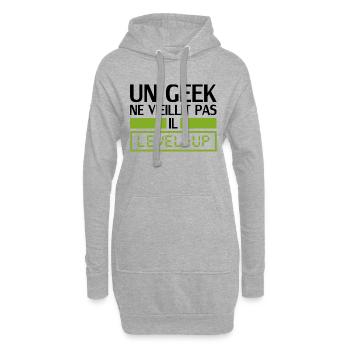 un geek ne vieillit pas il level up - Sweat-shirt à capuche long Femme - gris chiné - Devant