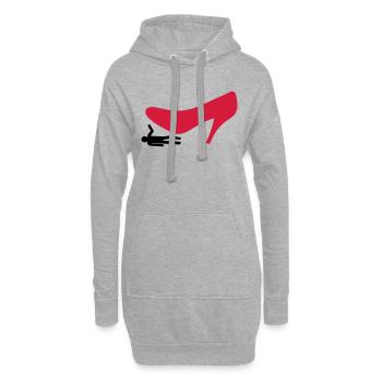 Shoe stepping on man - Sweat-shirt à capuche long Femme - gris chiné - Devant