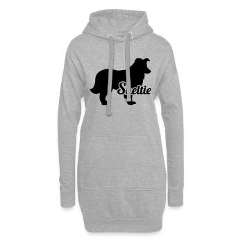 Shetland Sheepdog - Hoodie-Kleid - Grau meliert - Vorne