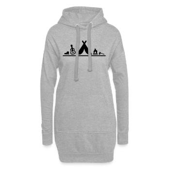 Freizeit - Camping Zelten Lagerfeuer - Hoodie-Kleid - Grau meliert - Vorne