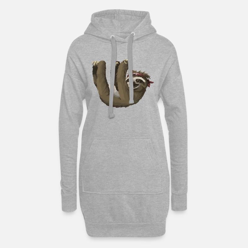 Faultier / sloth - Hoodie-Kleid - Grau meliert