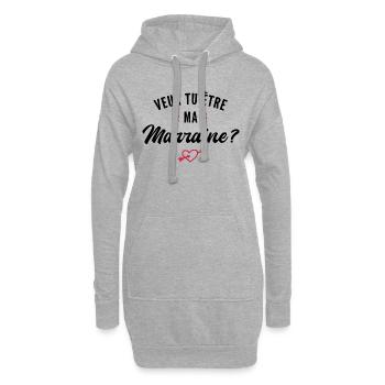 veux tu être ma marraine - Sweat-shirt à capuche long Femme - gris chiné - Devant