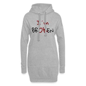 I`m Broken Design - Hoodie-Kleid - Grau meliert - Vorne