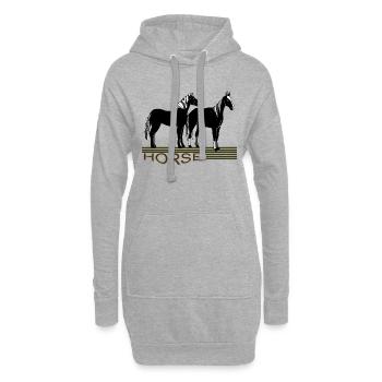 Chevaux - Sweat-shirt à capuche long Femme - gris chiné - Devant