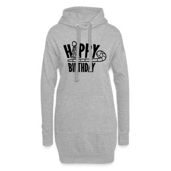 Texte Joyeux anniversaire - Sweat-shirt à capuche long Femme - gris chiné - Devant