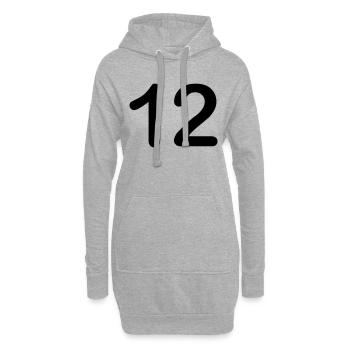 12 - Sweat-shirt à capuche long Femme - gris chiné - Devant
