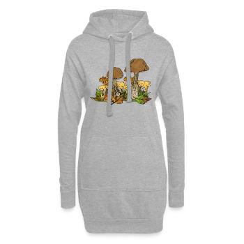 Pilze - Hoodie-Kleid - Grau meliert - Vorne