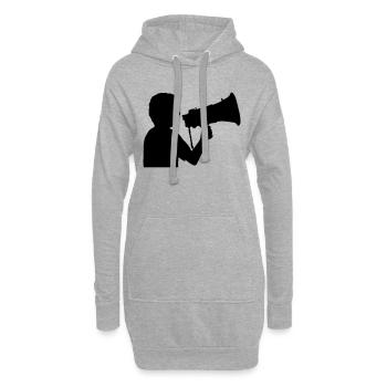 Mégaphone Propaganda Man en colère - Sweat-shirt à capuche long Femme - gris chiné - Devant