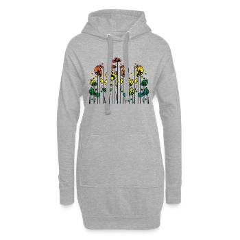 Fleur - Sweat-shirt à capuche long Femme - gris chiné - Devant
