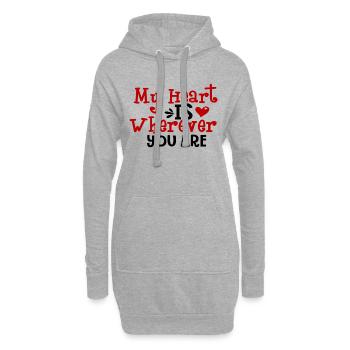 Mon cœur est où que tu sois - Sweat-shirt à capuche long Femme - gris chiné - Devant