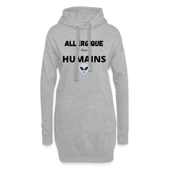ALLERGIQUE AUX HUMAINS - Sweat-shirt à capuche long Femme - gris chiné - Devant