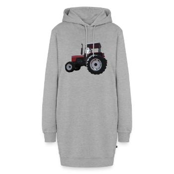 Roter Traktor Illustration Kinder Geschenkidee - Hoodie-Kleid - Grau meliert - Vorne