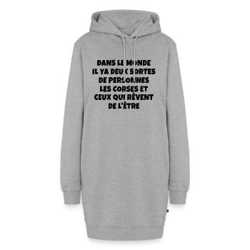 dans le monde il y a les Corses / humour Corse - Sweat-shirt à capuche long Femme - gris chiné - Devant