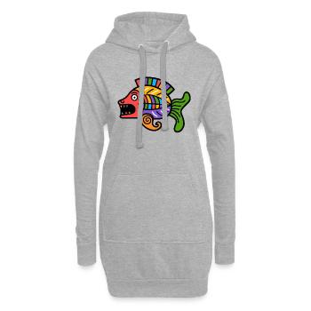 Kultur der Inkas, Fischsymbol - Hoodie-Kleid - Grau meliert - Vorne