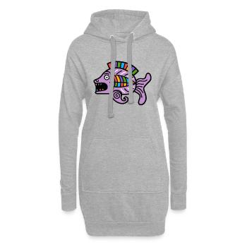 Kultur der Inkas, Fischsymbol - Hoodie-Kleid - Grau meliert - Vorne