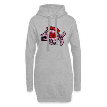 Kultur der Inkas, Fischsymbol - Hoodie-Kleid - Grau meliert - Vorne