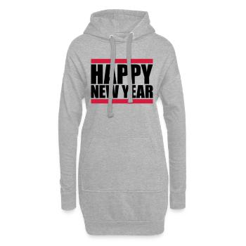Citation Bonne année - Sweat-shirt à capuche long Femme - gris chiné - Devant