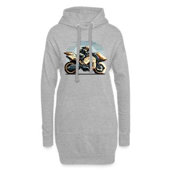 Un motard conduit la moto 8 bits du futur - Sweat-shirt à capuche long Femme - gris chiné - Devant
