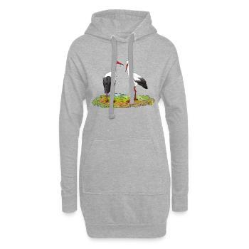 Störche - Hoodie-Kleid - Grau meliert - Vorne