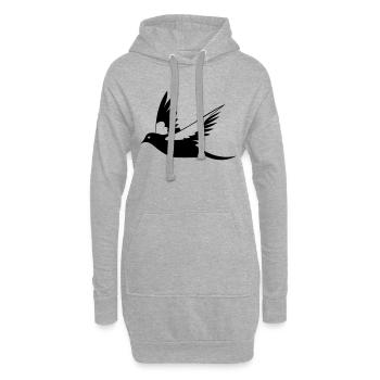 Fliegende Amsel Schwarz-Weiß Illustration - Hoodie-Kleid - Grau meliert - Vorne