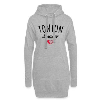 tonton d amour / cadeau humour tonton - Sweat-shirt à capuche long Femme - gris chiné - Devant
