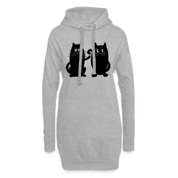 Chats - Sweat-shirt à capuche long Femme - gris chiné - Devant