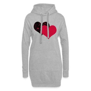 Zwei Herzen - Hoodie-Kleid - Grau meliert - Vorne