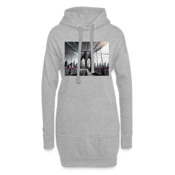 NYC Arts Series - Brooklyn Bridge - Cyberpunk - Sweat-shirt à capuche long Femme - gris chiné - Devant