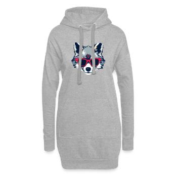 lustiger Wolf - Hoodie-Kleid - Grau meliert - Vorne