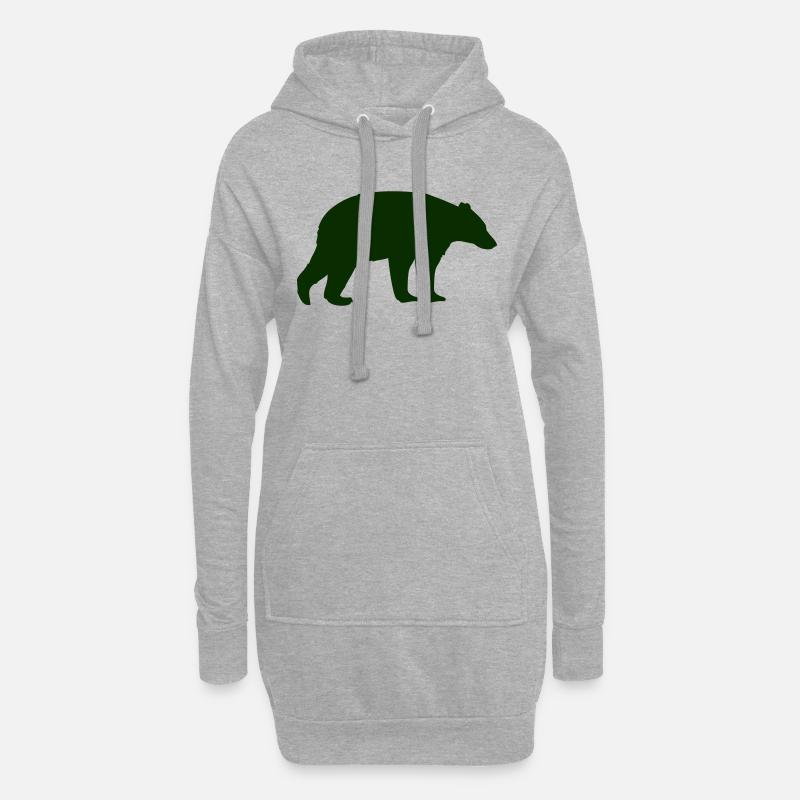 bär - Hoodie-Kleid - Grau meliert