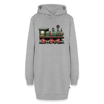 Locomotive à vapeur - Sweat-shirt à capuche long Femme - gris chiné - Devant