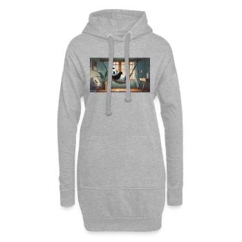Niedliche Tiere chillen – Panda chillt in einem Hammoc - Hoodie-Kleid - Grau meliert - Vorne
