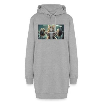 Wortspiel mehrdeutiger deutscher Ausdruck - Muskelkater - Hoodie-Kleid - Grau meliert - Vorne